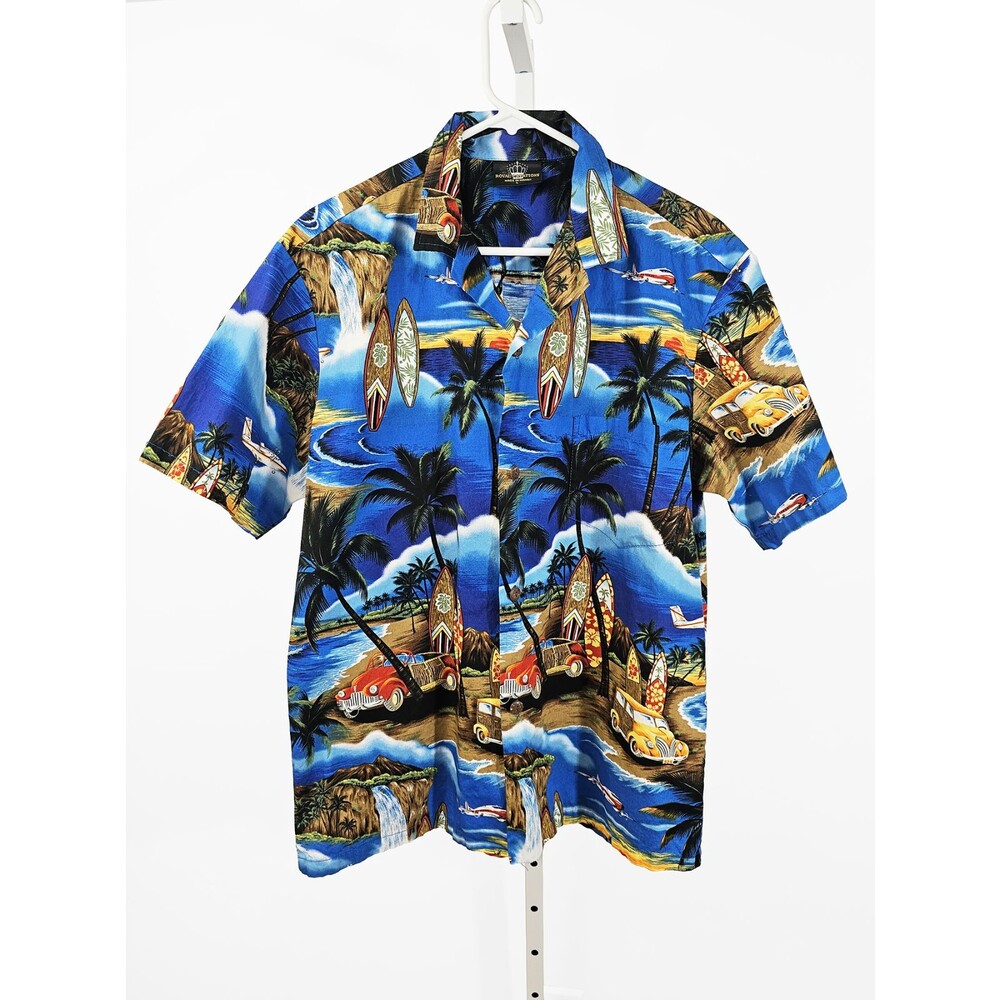 Vintage Royal Creations Men's Large Hawaiian Beach Surfer Palm Trees Shirt